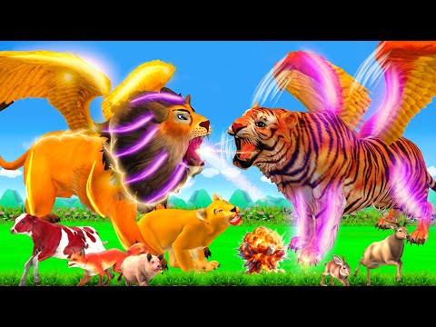 पंखों वाले शेर और बाघ के बीच हमला Pankho Wala Sher vs Bhag - Hindi Kahani - Moral Stories Kahaniyan