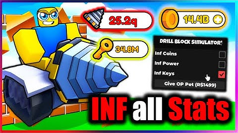 [💸INF] Drill Block Simulator Script - INFINITE STATS, GET ROBUX PETS