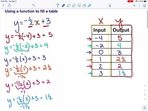 Using a function to fill a table