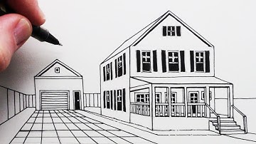 How to Draw a House and Porch in 1-Point Perspective