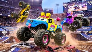 INSANE Monster Jam: Bailey Circuit vs Sparkle Smash vs Earth Shaker | EPIC Stunt Race Huge Crashes!