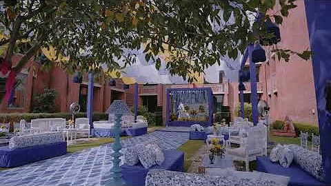 💙💛 Blue & Yellow Haldi Decor | Modern Moroccan Vibes | Haldi Setup by Noon Moon Events Jaipur