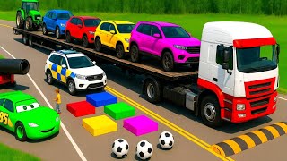 Double Flatbed Truck  / Transportation with Truck / MCQUEEN vs 7Car #41 / BeamNG Gao Drive