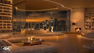 Cozy Rainy Night in New York 🌧️ Luxurious Apartment Ambience with Soft Piano Jazz for Deep Sleep screenshot 4