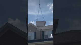 Pool crane fell on my house. See it happen!
