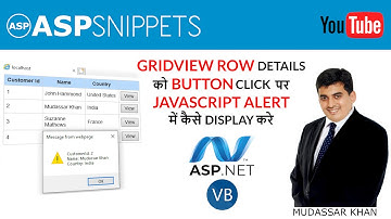 Hindi | Display GridView Row details in JavaScript Alert Message Box using VB.Net in ASP.Net