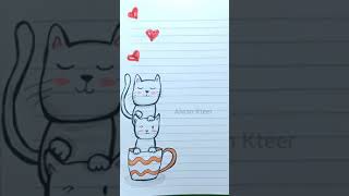 تزيين الدفاتر المدرسية للبنات من الداخل شكل قطط كيوت رسم سهل Notebooks Cute Cats Border Design