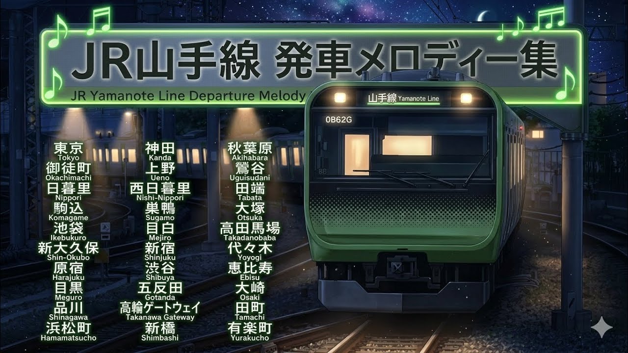 JR山手線 発車メロディー集 【2026年8月1日現在】 JR Yamanote Line