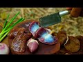 |Survival Miniature Wilderness Cooking| Yummy Chicken Gizzards, Liver, Heart Vegetable Recipe.