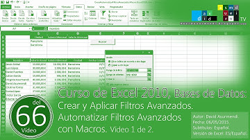 Filtros Avanzados en Excel 2010, Bases de Datos en Excel. 1ª Parte. Vídeo 1 de 2.