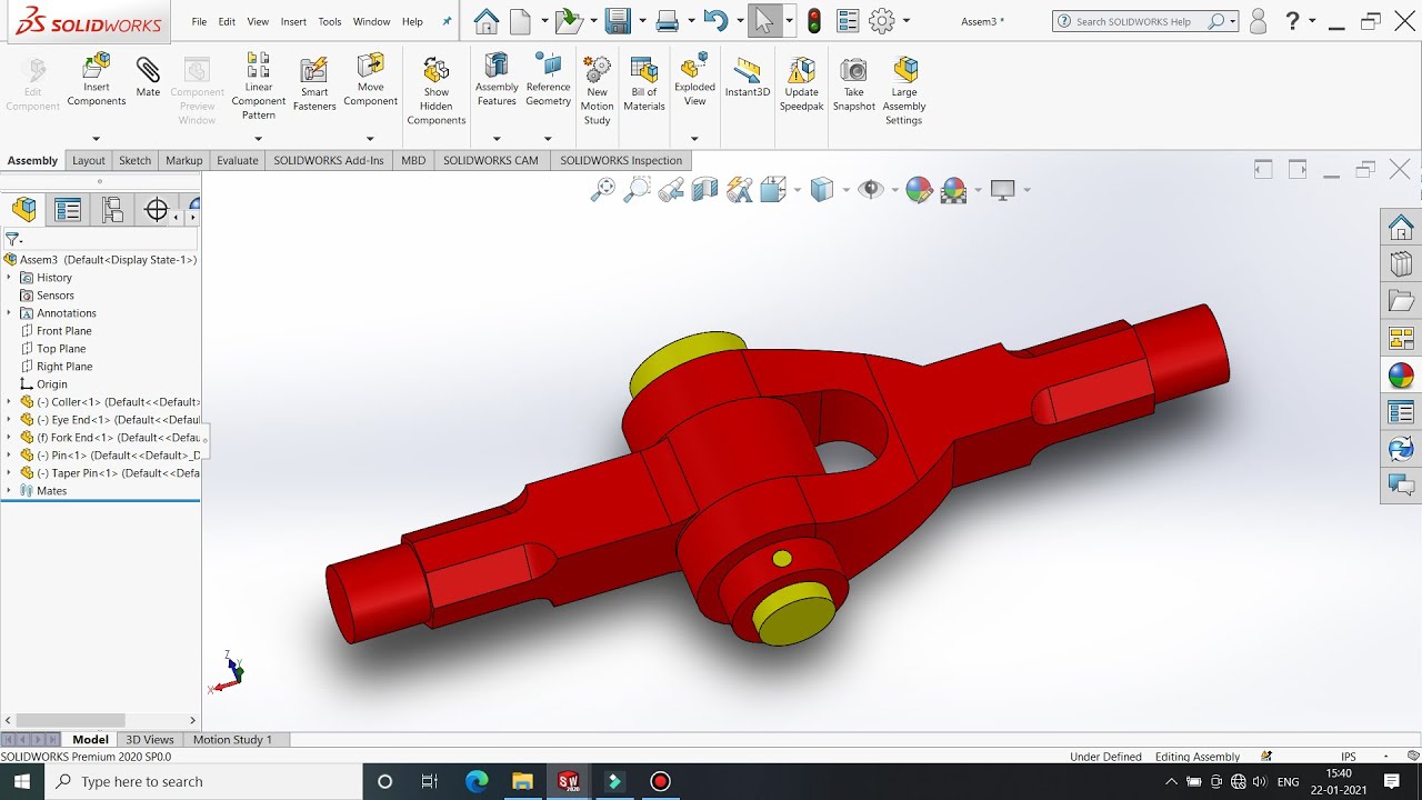 Knuckle joint Assembly in Solid works YouTube