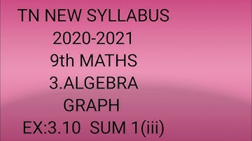 TN samacheer 9th STD maths ex 3.10 sum 1 graph ex:3.10 sum1(iii)