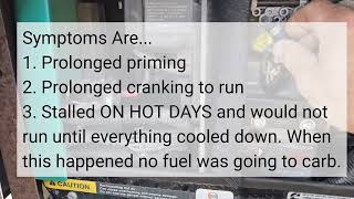 Onan 4000 Generator stalls when hot outside, hard starting, no fuel to carb... Bad fuel pump??