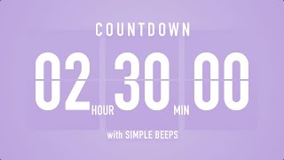 2.5 Hours Countdown Flip Clock Timer \/ Simple Beeps 🫐 🔔