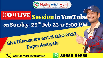 TSPSC DAO 2023 Exam Paper Analysis || MathswithMani