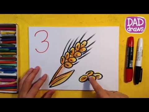 How To Draw The Ears Of Wheat / Art For Kids