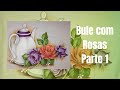 Bule com rosas pintura em tecido#passoapasso #aulaonline