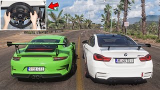 Forza Horizon 5  BMW M4 GTS & Porsche 911 GT3 RS | Steering Wheel Gameplay
