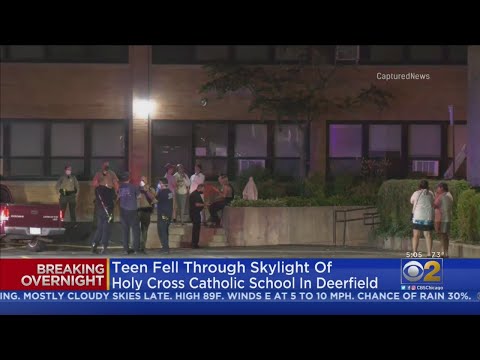 One of the teens fell through a skylight about 20 feet down. Teenager Injured After Falling Through Roof Of Holy Cross Catholic High School In Deerfield