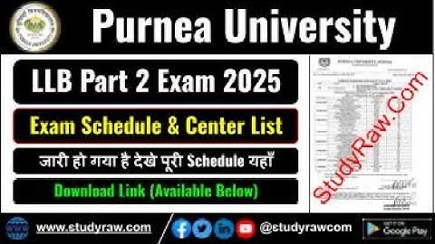 Purnea University LLB Part 2 and Part 3 Exam Schedule 2025