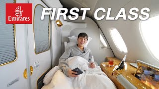 Super Luxury Emirates First Class A380 with a Shower and a hugh Bar on the plane