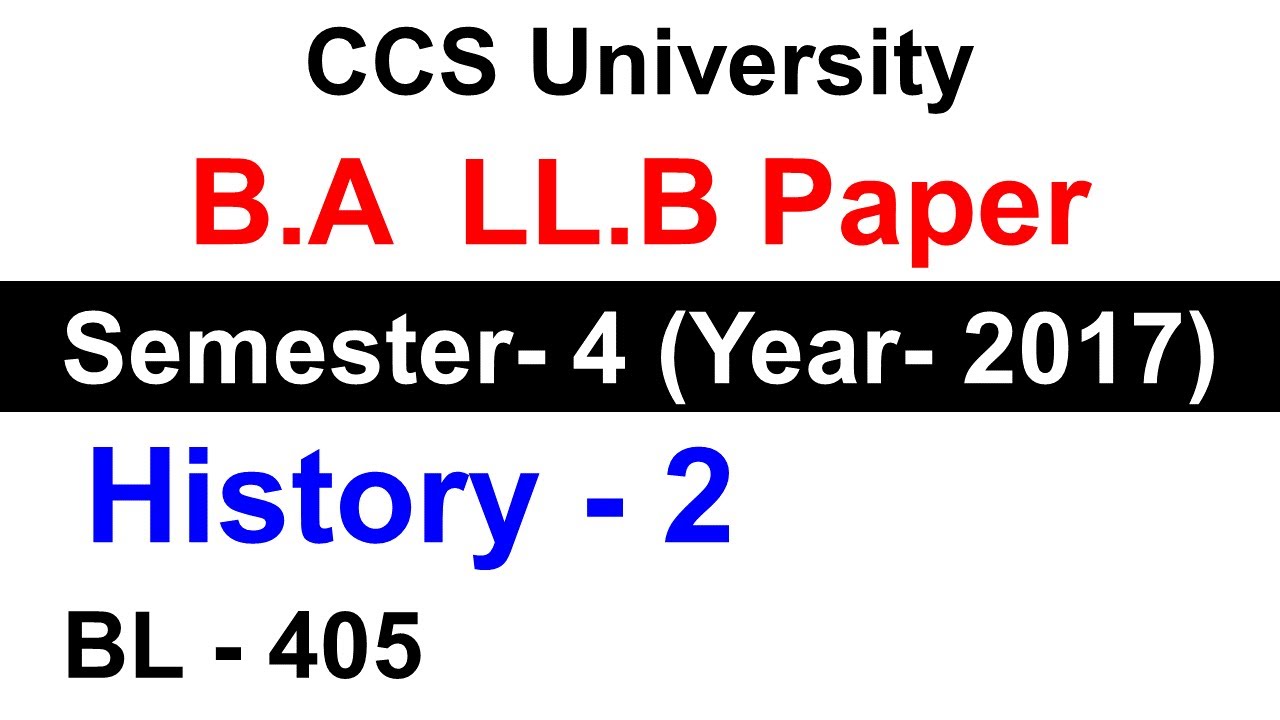 CCS University BA LLB 4th Sem HISTORY 2 Paper 2017 👇 Links in ...