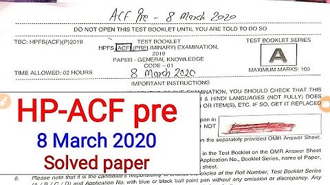 HP ACF QUESTION PAPER 2020 MARCH 8