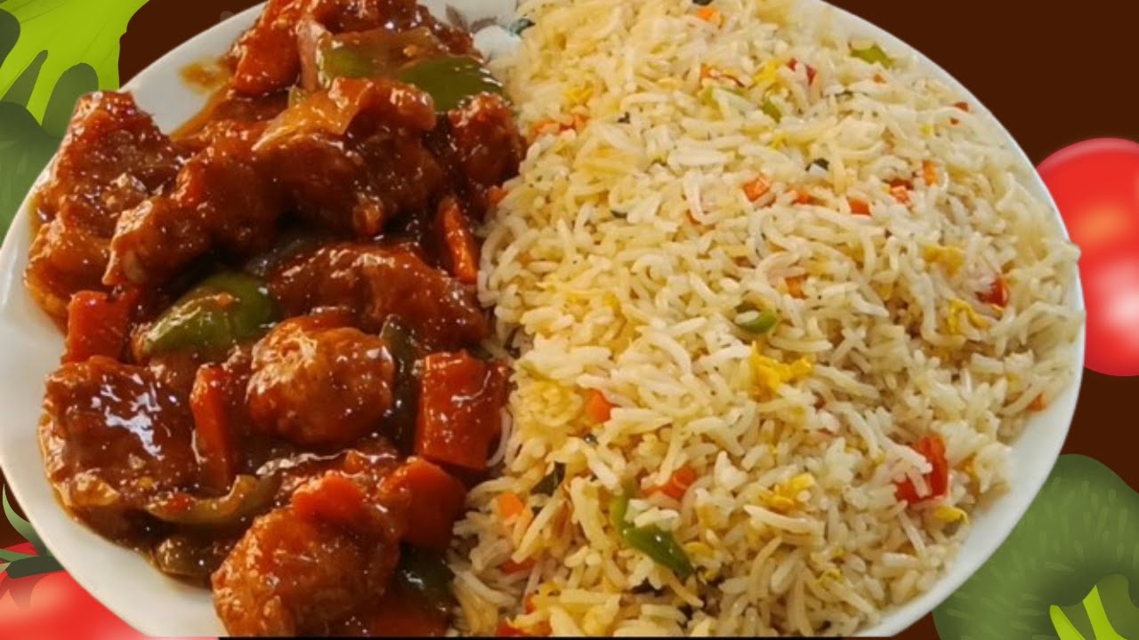 chinese fusion /egg fried rice with chicken Manchurian /recipe in urdu ...
