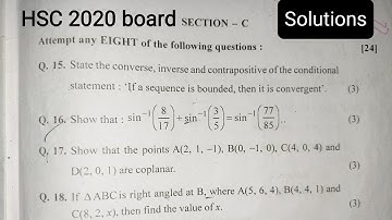 24 Marks pakke 👈Section C HSC Maths Board paper 2020 Solutions Class 12th