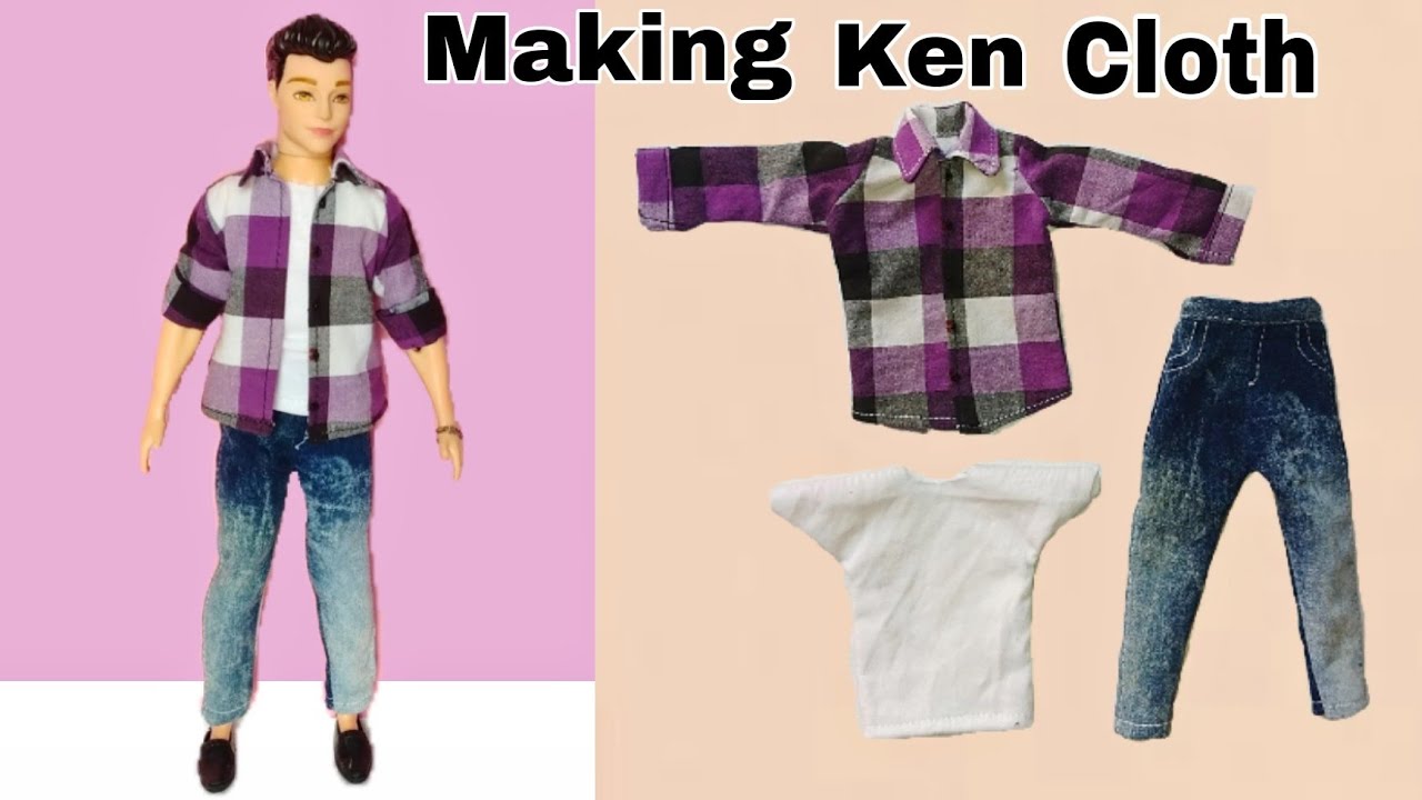 How To Make Ken Doll Clothes  Making Jeans and shirt For Ken Doll