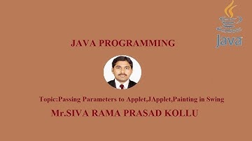 JAVA|PASSING PARAMETERS TO APPLET,JAPPLET,PAINTING IN SWING|Mr.SIVA RAMA PRASAD KOLLU