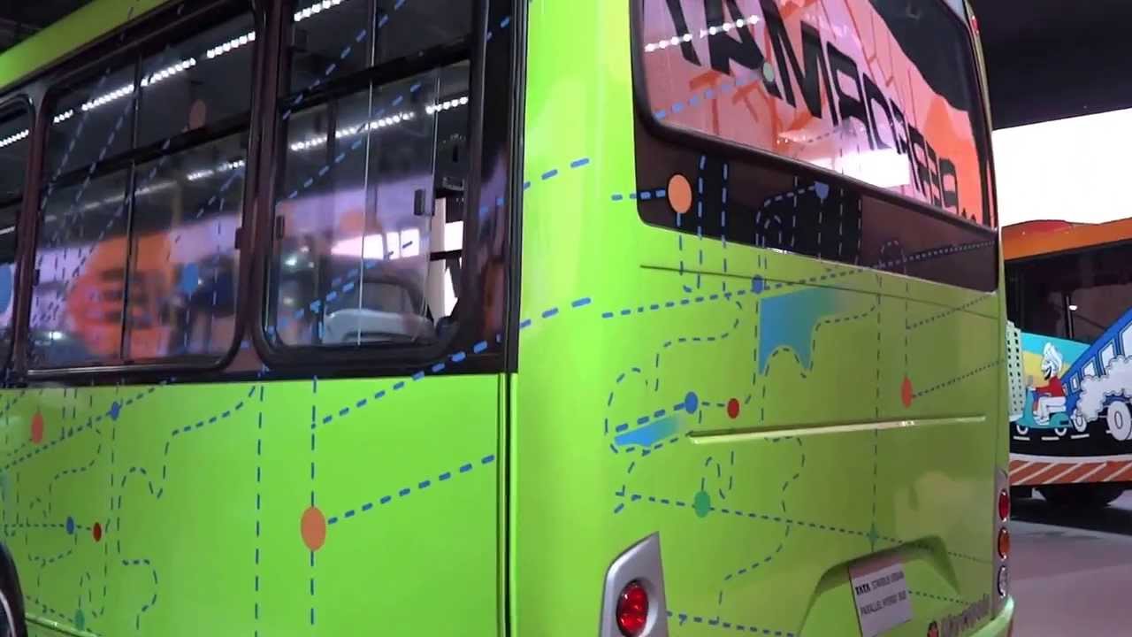 tata motors owner Tata Marcopolo Starbus Urban Parallel Hybrid Bus at 12th Auto Expo 2014 Greater Noida