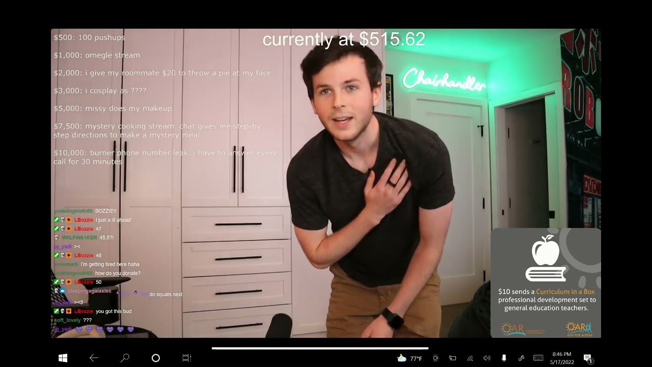 Chandler Riggs Push ups for charity Part 1