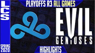 C9 vs EG Highlights ALL GAMES | LCS Spring 2020 Playoffs Round 3 |  Cloud9 vs Evil Geniuses