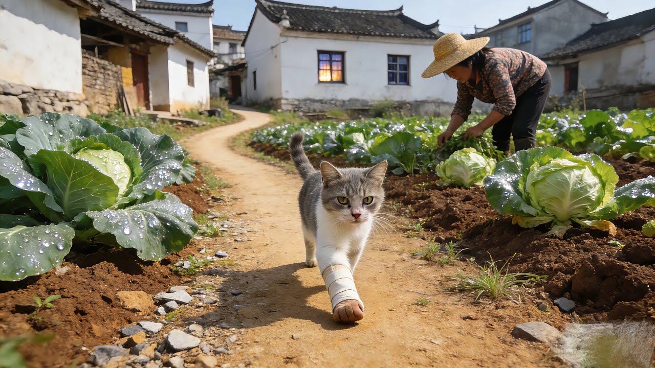 Walking Tour of a Hidden Chinese Village | Farmers at Work & A Hurt Cat We Helped