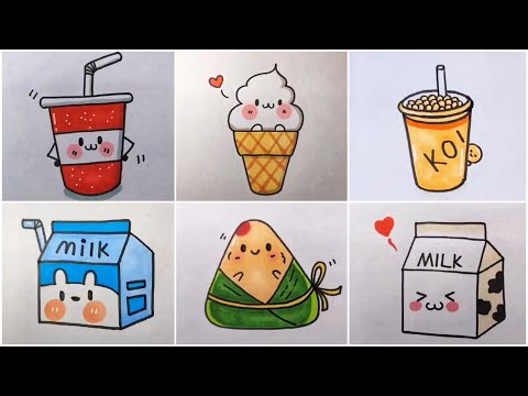 Vẽ đồ ăn thức uống dễ thương, vẽ tranh dễ thương |  Vẽ dễ thương 19