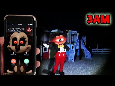 CALLING MICKEY MOUSE ON FACETIME AT 3AM | MICKEY MOUSE GHOST FOUND IN A PLAYHOUSE AT 3AM!