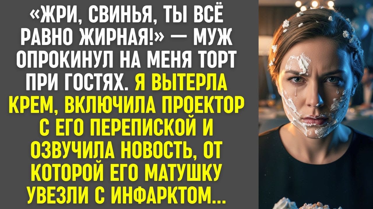 «Жри, свинья!» — крикнул он, кинув в меня торт. Я включила переписку и его мать увезли с инфарктом.
