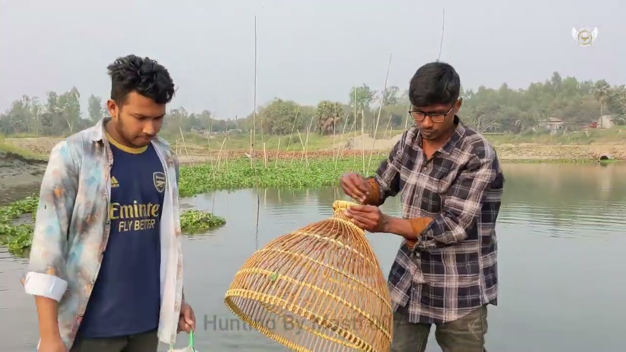 On The River Water Two Rural Boys Hunting Fish By Using Polo, Unique ...