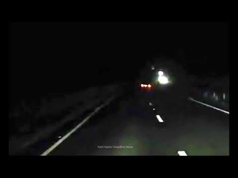 Unlucky driver spins after hitting deer and is then almost rear-ended by speeding BMW