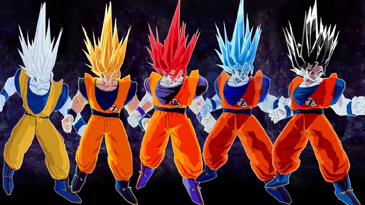 Goku SSJ10 Poder Prohibido All Transformations and Forms SSJ,SSJRed,SSJBlue...