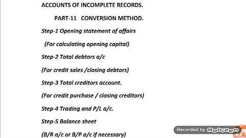 ACCOUNTANCY-ACCOUNTS FROM INCOMPLETE RECORDS
