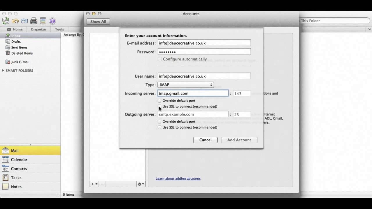 Configure outlook on mac mail apps