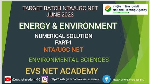 Energy & Environment | Numerical solution part-1 @evsnetacademy16 #ugcnetpaper1 #energy #nta #ugc