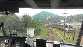 【前面展望】JR東海 高山本線 特急ひだ号 白川口運転停車 ｷﾊ85系交換→焼石 ｷﾊ25系交換→少ヶ野信号場 ｷﾊ85系と列車交換→下呂到着