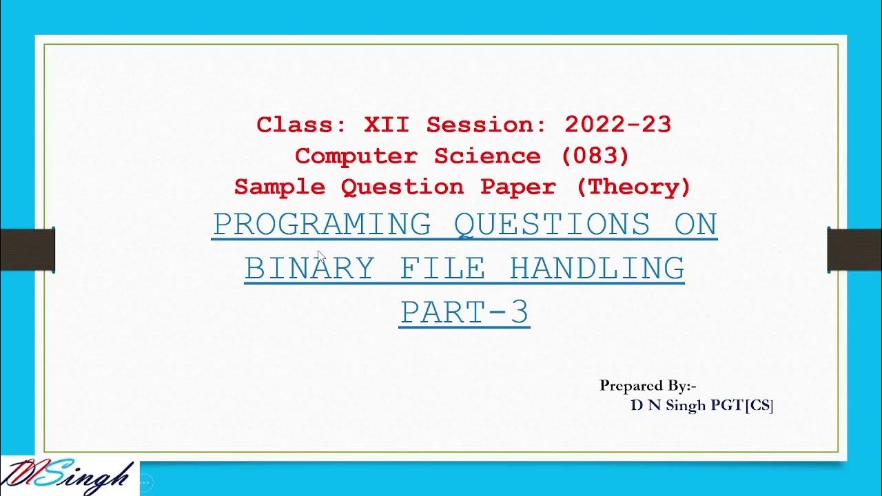 Programming Questions On Binary File Handling Part-3 - YouTube