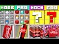 COCA COLA CRAFTING CHALLENGE in Minecraft NOOB vs PRO vs HACKER vs GOD 100% trolling