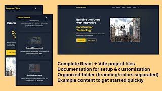 React Vite Construction Company Website Template – Easy to Customize