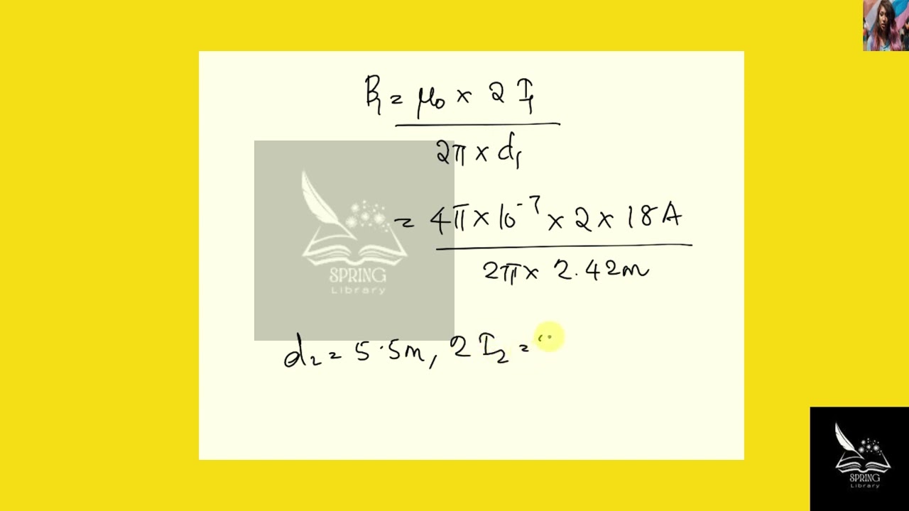 Two vertical copper wires carry a current I1 = 9A, while two horizontal copper wires carry a curre