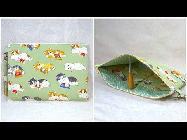 ポーチ作り方 DIY How to make a pouch 30cmファスナー使用 ペタンコ
